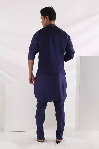 Midnight Corded Nehru Jacket