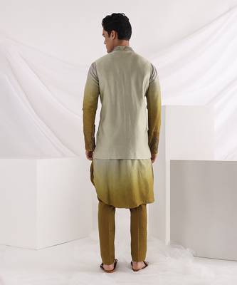 Olive Knot Embroidered Nehru Jacket 4