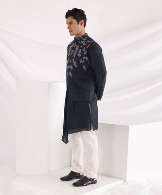 Midnight Blue Autumn Nehru Jacket 3