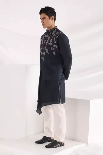 Midnight Blue Autumn Nehru Jacket