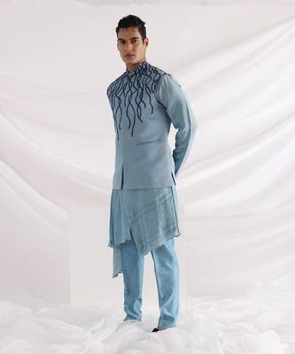 Blue Wave Nehru Jacket 2