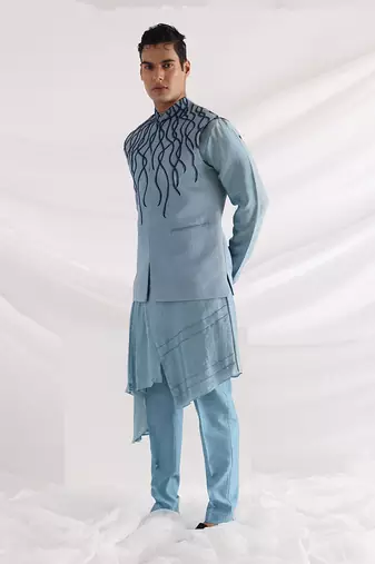 Blue Wave Nehru Jacket