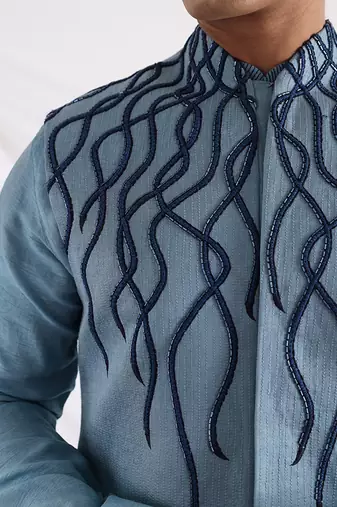 Blue Wave Nehru Jacket
