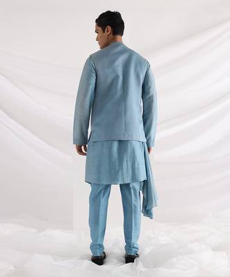 Blue Wave Nehru Jacket 4