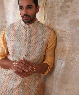 Multicolor Jashn Chevron Nehru Jacket 2