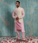 Flax And Salmon Pink Advaith Nehru Jacket