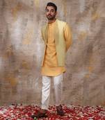 Corn Yellow Suvan Shawl Collar Nehru Jacket