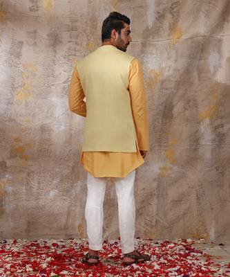 Corn Yellow Suvan Shawl Collar Nehru Jacket 3
