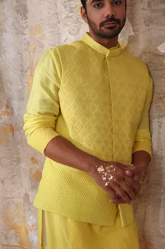 Sunshine Yellow Dyutit Nehru Jacket