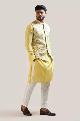 Yellow Mirror Work Nehru