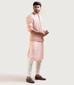 Peach Hand Embroidered Nehru Jacket