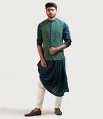 Moss Green Embroidered Nehru Jacket