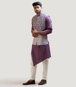 Lavender Ombre Rexin Applique Nehru Jacket