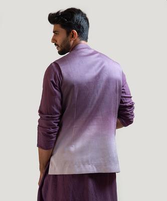 Lavender Ombre Rexin Applique Nehru Jacket 4
