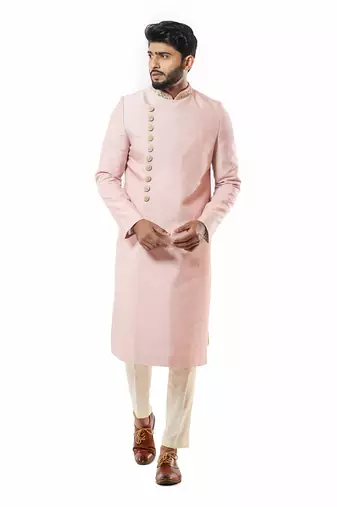 Onion Pink Embellished Sherwani Set