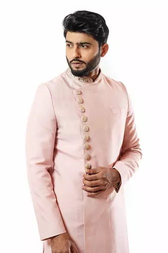 Onion Pink Embellished Sherwani Set
