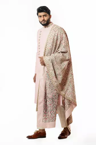 Onion Pink Embellished Sherwani Set