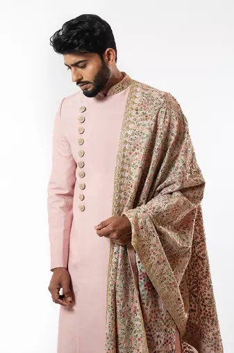 Onion Pink Embellished Sherwani Set