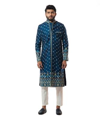 Blue Threadwork Sherwani Set 1