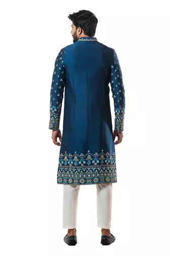 Blue Threadwork Sherwani Set