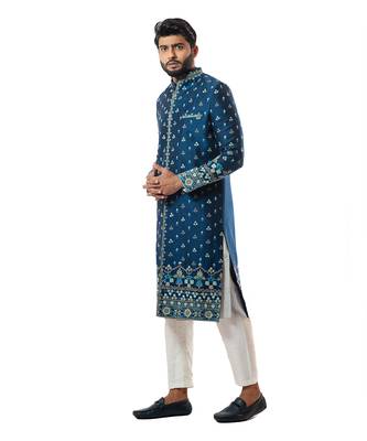 Blue Threadwork Sherwani Set 4