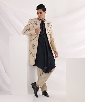 Ivory Caelus Floral Embroidered Sherwani 1