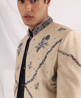 Ivory Caelus Floral Embroidered Sherwani 4