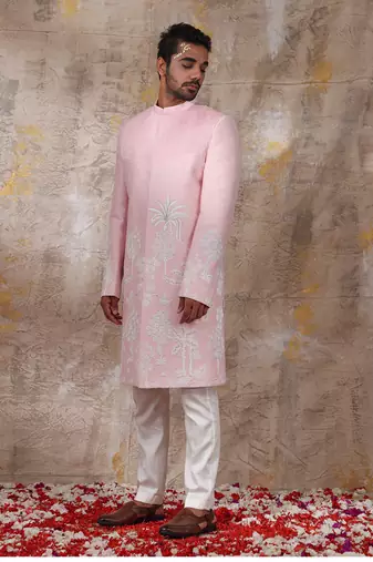 Blush Pink Arnit Embroidered Sherwani Set