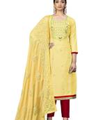 Yellow zari woven blended cotton salwar