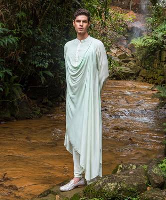 Pista Green Ombre Mike Wheeler Drape Kurta 1
