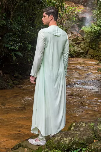 Pista Green Ombre Mike Wheeler Drape Kurta