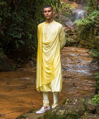 Yellow Ombre Dustin Drape Kurta 1