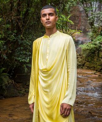 Yellow Ombre Dustin Drape Kurta 2