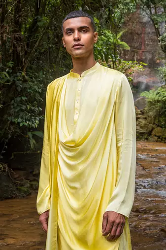 Yellow Ombre Dustin Drape Kurta
