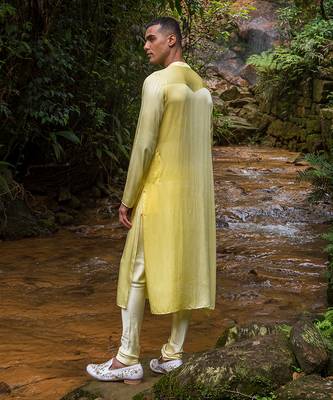Yellow Ombre Dustin Drape Kurta 3