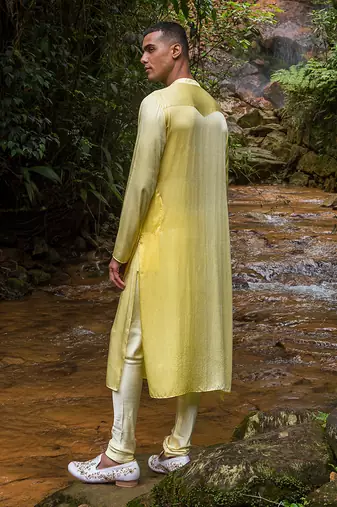 Yellow Ombre Dustin Drape Kurta