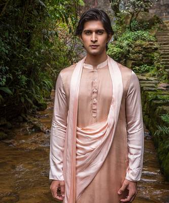 Peach Ombre Robin Drape Kurta 2