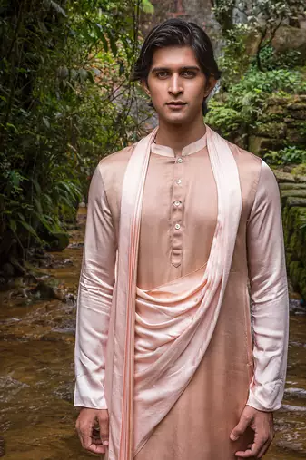 Peach Ombre Robin Drape Kurta