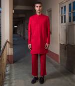 Red Max Mayfield Kurta Sherwani Set