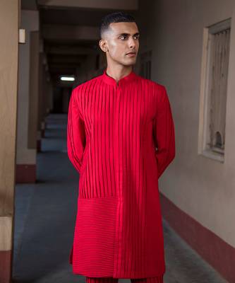 Red Max Mayfield Kurta Sherwani Set 2