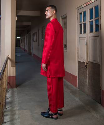 Red Max Mayfield Kurta Sherwani Set 3