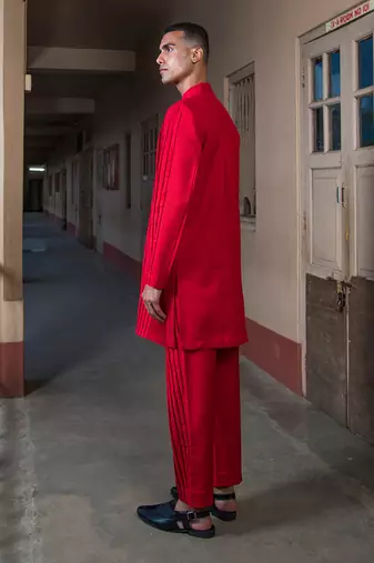 Red Max Mayfield Kurta Sherwani Set