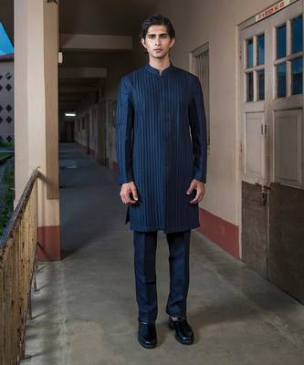 Navy Blue Will Byers Kurta Sherwani Set 1