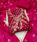 Pink beads blended cotton salwar