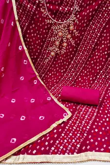 Pink beads blended cotton salwar