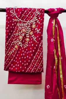 Pink beads blended cotton salwar