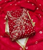Red beads blended cotton salwar
