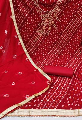 Red beads blended cotton salwar 2