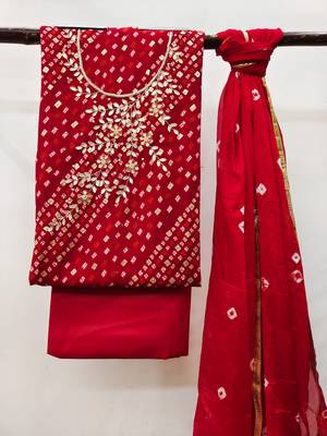 Red beads blended cotton salwar 3