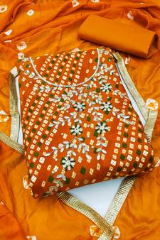 Mustard beads blended cotton salwar